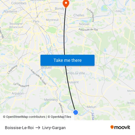 Boissise-Le-Roi to Livry-Gargan map