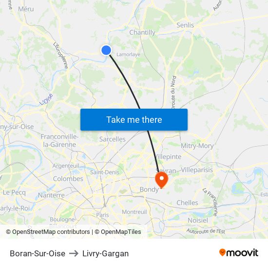 Boran-Sur-Oise to Livry-Gargan map