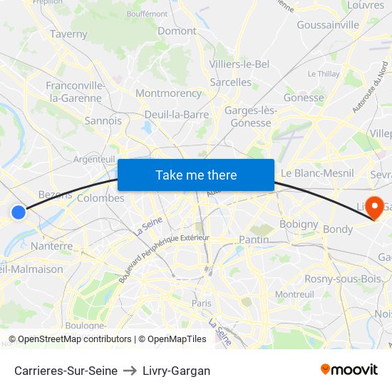 Carrieres-Sur-Seine to Livry-Gargan map