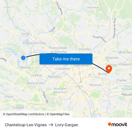Chanteloup-Les-Vignes to Livry-Gargan map