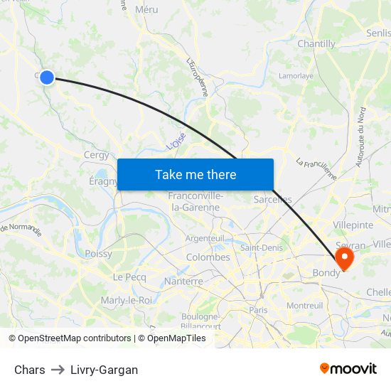Chars to Livry-Gargan map