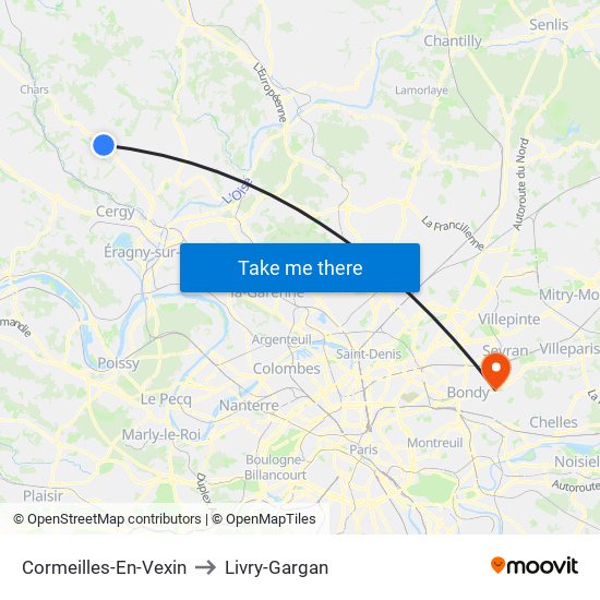 Cormeilles-En-Vexin to Livry-Gargan map