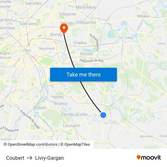 Coubert to Livry-Gargan map