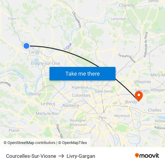 Courcelles-Sur-Viosne to Livry-Gargan map