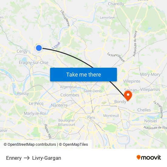 Ennery to Livry-Gargan map