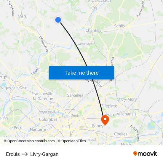 Ercuis to Livry-Gargan map
