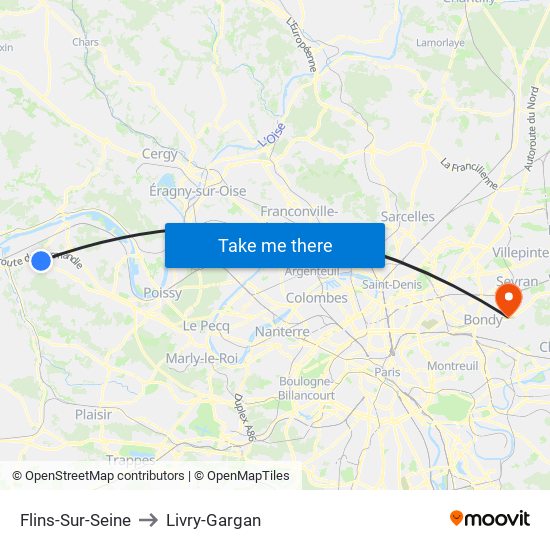 Flins-Sur-Seine to Livry-Gargan map