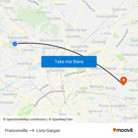 Franconville to Livry-Gargan map