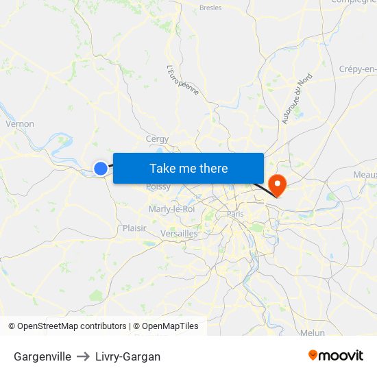 Gargenville to Livry-Gargan map