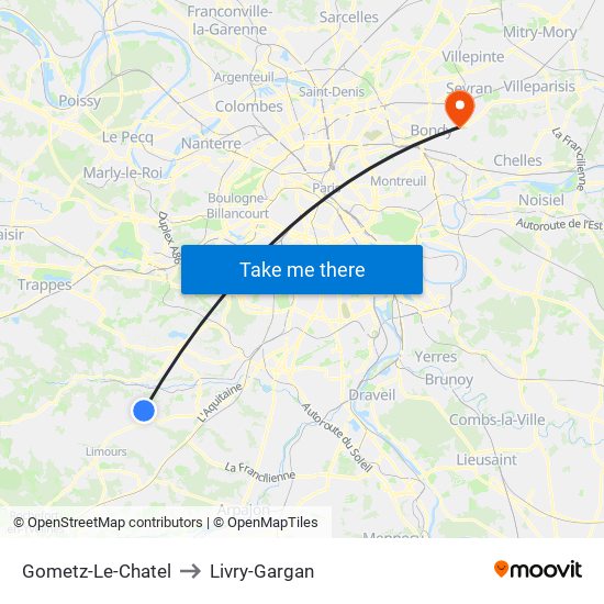 Gometz-Le-Chatel to Livry-Gargan map