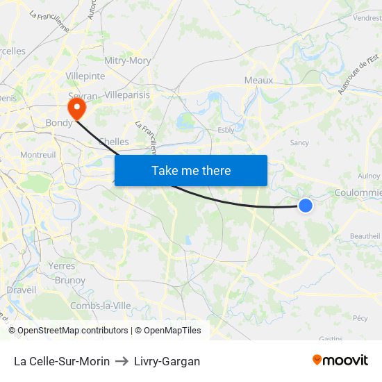 La Celle-Sur-Morin to Livry-Gargan map