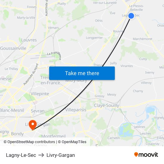 Lagny-Le-Sec to Livry-Gargan map