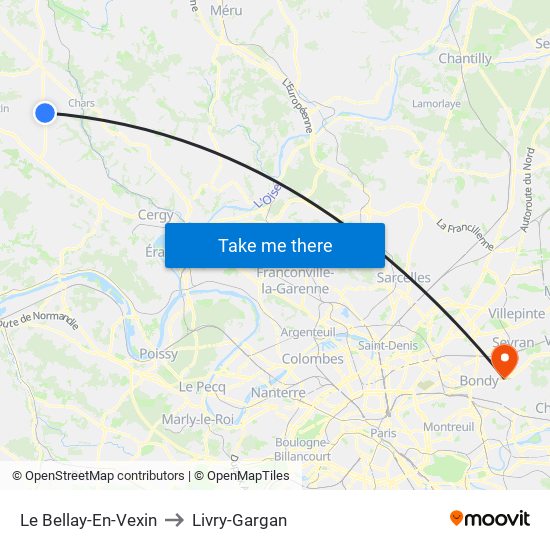Le Bellay-En-Vexin to Livry-Gargan map