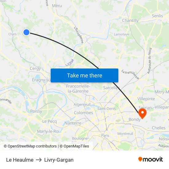 Le Heaulme to Livry-Gargan map