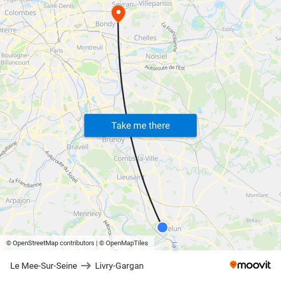 Le Mee-Sur-Seine to Livry-Gargan map