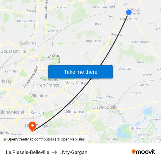 Le Plessis-Belleville to Livry-Gargan map