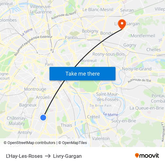 L'Hay-Les-Roses to Livry-Gargan map