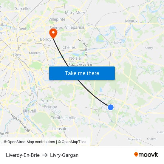 Liverdy-En-Brie to Livry-Gargan map