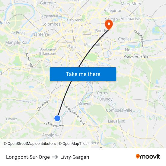 Longpont-Sur-Orge to Livry-Gargan map