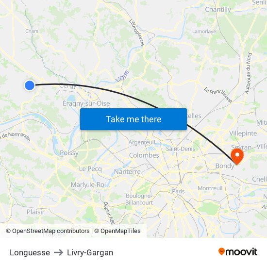 Longuesse to Livry-Gargan map