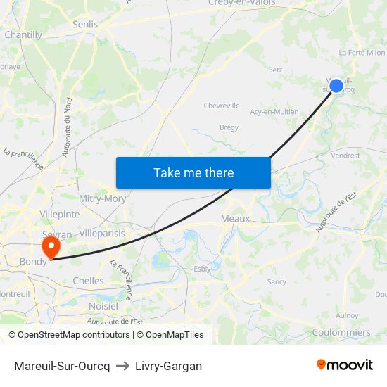 Mareuil-Sur-Ourcq to Livry-Gargan map