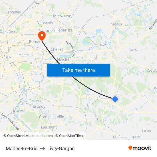 Marles-En-Brie to Livry-Gargan map