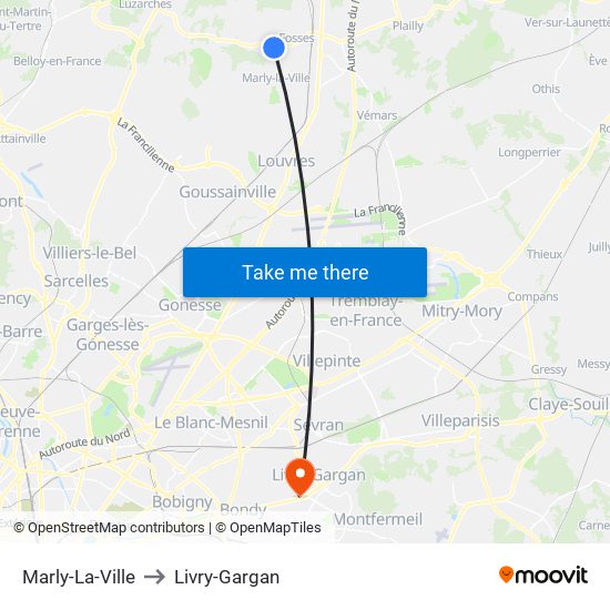 Marly-La-Ville to Livry-Gargan map