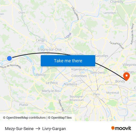 Mezy-Sur-Seine to Livry-Gargan map