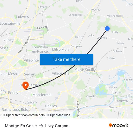 Montge-En-Goele to Livry-Gargan map
