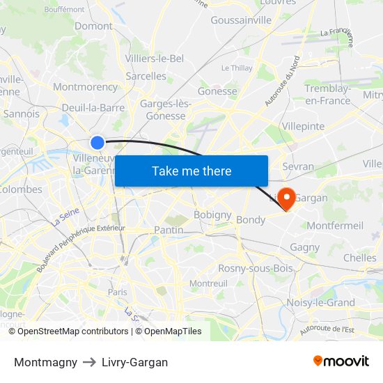 Montmagny to Livry-Gargan map