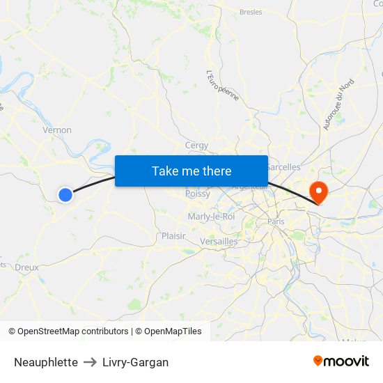 Neauphlette to Livry-Gargan map