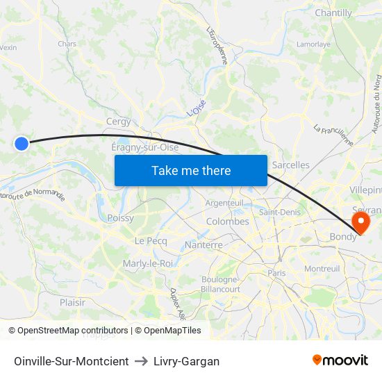 Oinville-Sur-Montcient to Livry-Gargan map