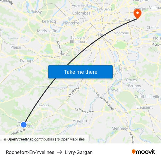 Rochefort-En-Yvelines to Livry-Gargan map
