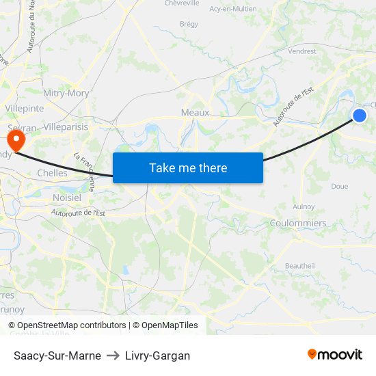 Saacy-Sur-Marne to Livry-Gargan map