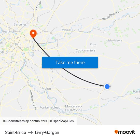 Saint-Brice to Livry-Gargan map