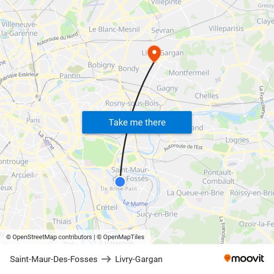 Saint-Maur-Des-Fosses to Livry-Gargan map