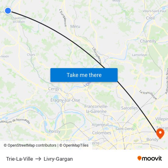 Trie-La-Ville to Livry-Gargan map