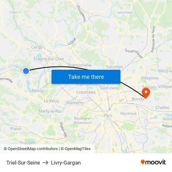 Triel-Sur-Seine to Livry-Gargan map