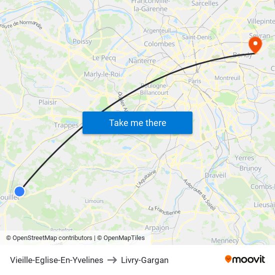 Vieille-Eglise-En-Yvelines to Livry-Gargan map