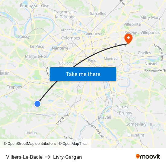 Villiers-Le-Bacle to Livry-Gargan map