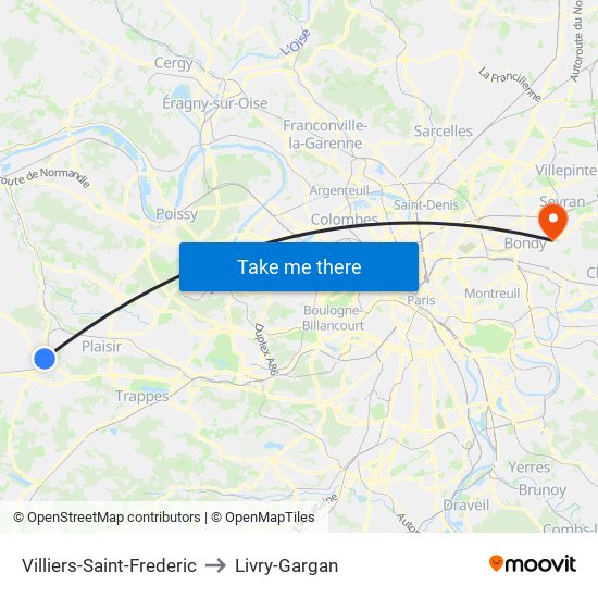 Villiers-Saint-Frederic to Livry-Gargan map