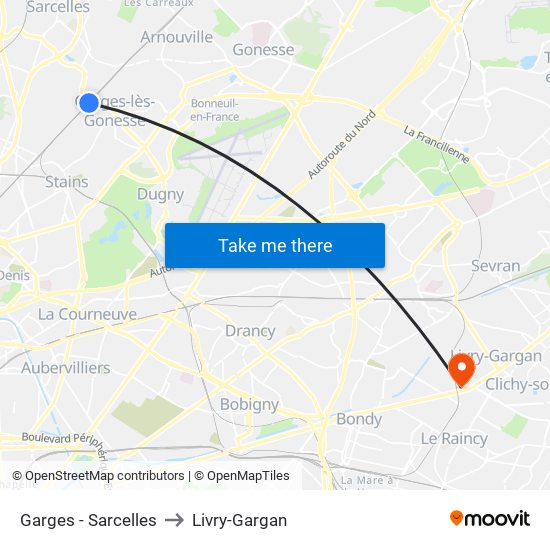 Garges - Sarcelles to Livry-Gargan map