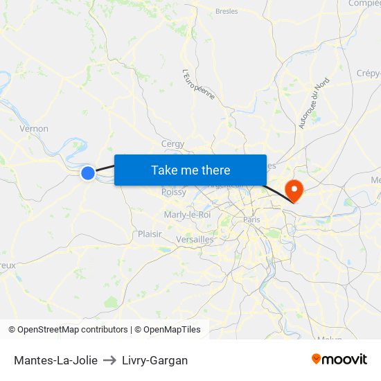 Mantes-La-Jolie to Livry-Gargan map