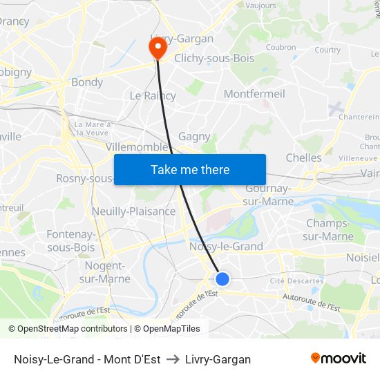 Noisy-Le-Grand - Mont D'Est to Livry-Gargan map