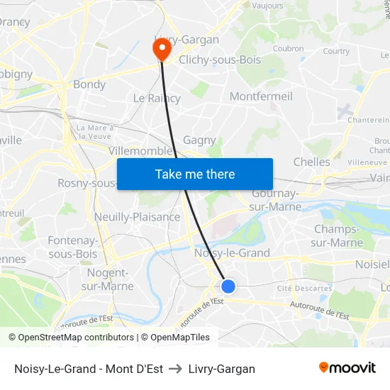 Noisy-Le-Grand - Mont D'Est to Livry-Gargan map