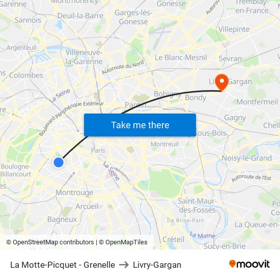 La Motte-Picquet - Grenelle to Livry-Gargan map