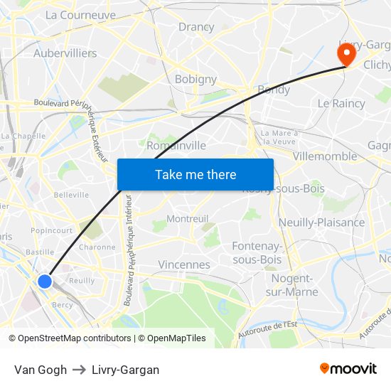 Van Gogh to Livry-Gargan map