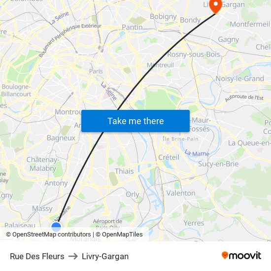 Rue Des Fleurs to Livry-Gargan map