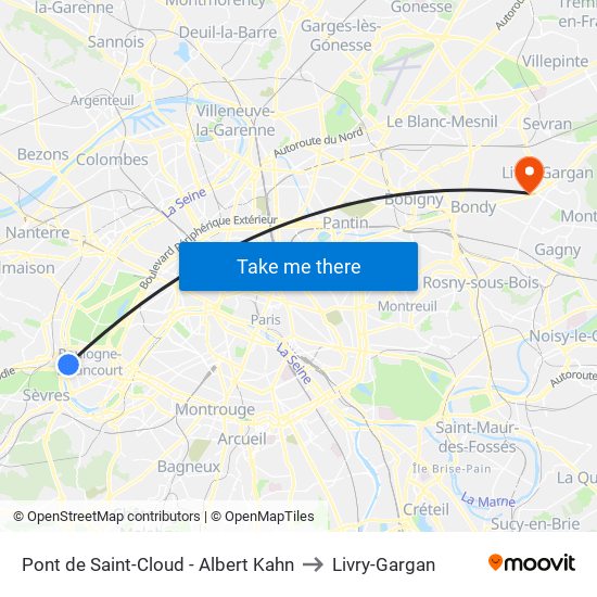 Pont de Saint-Cloud - Albert Kahn to Livry-Gargan map