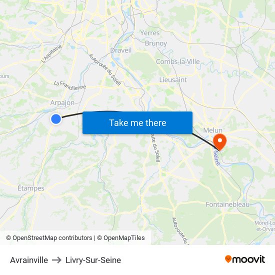 Avrainville to Livry-Sur-Seine map